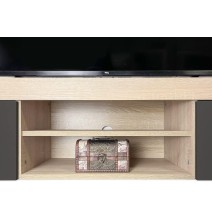 Meyvaser Mueble de salón y TV Composición de salón grande 263 Cm Cambrian- Grafito en madera de gran calidad