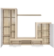 Meyvaser Mueble de salón y TV Composición de salón grande 263 Cm Cambrian-Blanco en madera de gran calidad