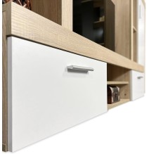 Meyvaser Mueble de salón y TV Composición de salón grande 263 Cm Cambrian-Blanco en madera de gran calidad