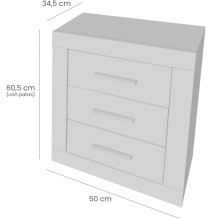 Mesita de Noche, Mesilla de Dormitorio, Color Madera, Medidas: 50 cm (Largo) x 34,6 cm (Fondo) x 60 cm (Alto)