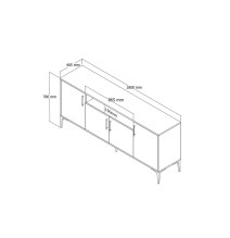 Buffet de Melamina Sonoma Oscuro-Negro - 180x40,5x78cm - Elegante Almacenamiento para Comedor