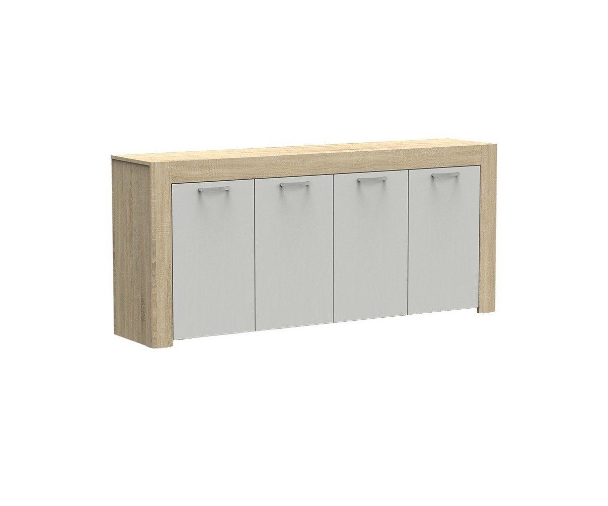 Buffet con 4 Puertas, Color Cambria-Blanco, 180x40x80 cm