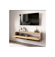 Mueble TV Moderno con 1 Puerta y Estantes en Melamina Color Madera - 100x31.5x29.6cm