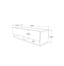 Mueble TV Moderno con 1 Puerta y Estantes en Melamina Color Cambria y Blanco - 100x31.5x29.6cm