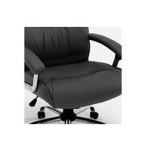 Silla de Oficina Estilo Manager en Piel Sintética Negra - 120/110x74x65 cm, Elegancia y Comodidad