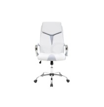 Sillón de Dirección en Piel Sintética Blanco - 125/117 x 64 x 60 cm - Patas Metálicas.