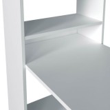 Meyvaser - Mesa de Ordenador,Mesa Escritorio con Estanteria Reversible,  Medidas: 122 cm (Ancho) x 50 cm (Fondo) x140 cm (Alto) Color Blanco y  Cambrian