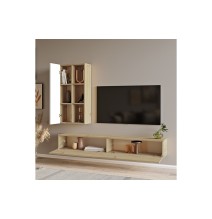 Mueble TV de pared moderno color Blanco y Cambria 174,5x27x145cm