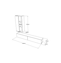 Mueble TV de pared moderno color Blanco y Cambria 174,5x27x145cm